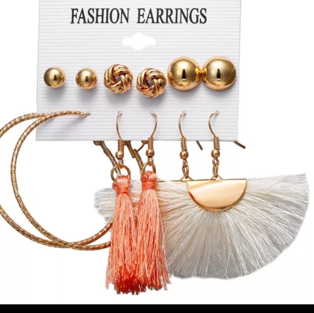 Six pair gold tone earrings